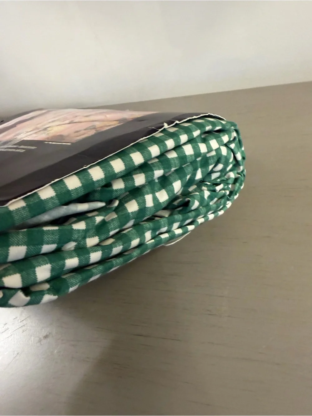 Ralph Lauren Wendy Gingham Queen Size Fitted Sheet Green Cotton NEW Open Package